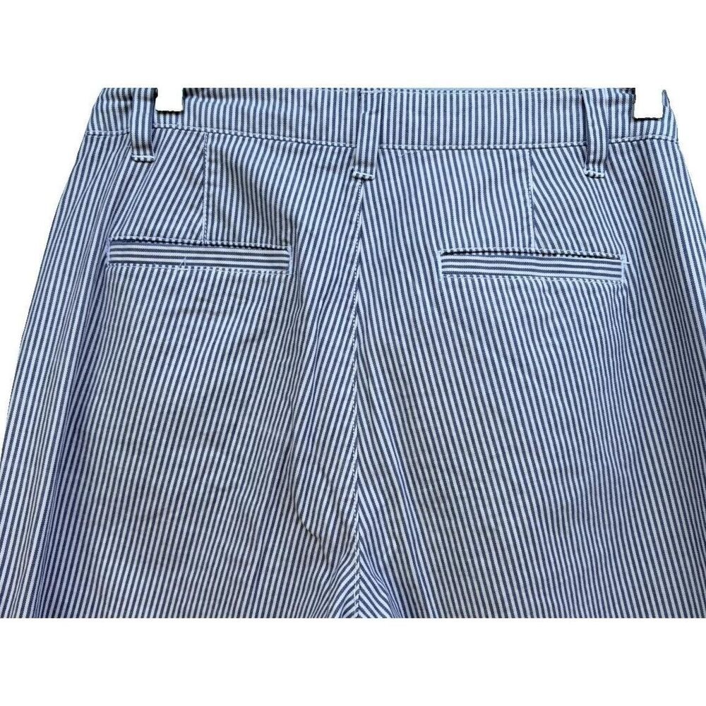 GAP Women's Blue White Striped Straight Crop Pants Girlfriend Khaki Nautical 6 - Picture 3 of 8